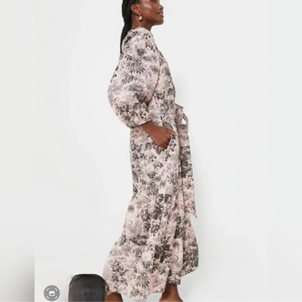 Tuckernuck Black and Pink Floral Long Sleeve Dress